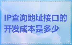 IP查询地址接口的开发成本是多少