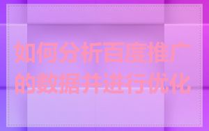 如何分析百度推广的数据并进行优化