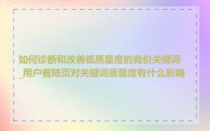 如何诊断和改善低质量度的竞价关键词_用户着陆页对关键词质量度有什么影响