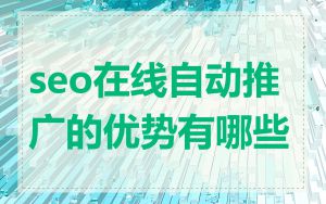 seo在线自动推广的优势有哪些