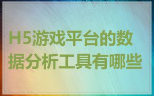 H5游戏平台的数据分析工具有哪些