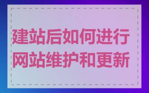 建站后如何进行网站维护和更新