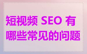 短视频 SEO 有哪些常见的问题