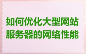 如何优化大型网站服务器的网络性能