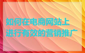 如何在电商网站上进行有效的营销推广