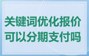关键词优化报价可以分期支付吗
