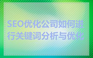 SEO优化公司如何进行关键词分析与优化