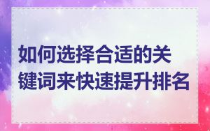 如何选择合适的关键词来快速提升排名