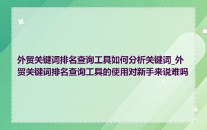 外贸关键词排名查询工具如何分析关键词_外贸关键词排名查询工具的使用对新手来说难吗
