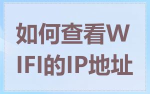 如何查看WIFI的IP地址