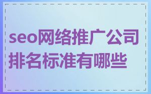 seo网络推广公司排名标准有哪些