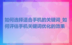 如何选择适合手机的关键词_如何评估手机关键词优化的效果
