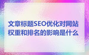 文章标题SEO优化对网站权重和排名的影响是什么