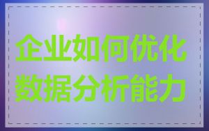 企业如何优化数据分析能力