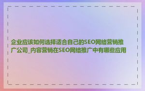 企业应该如何选择适合自己的SEO网络营销推广公司_内容营销在SEO网络推广中有哪些应用