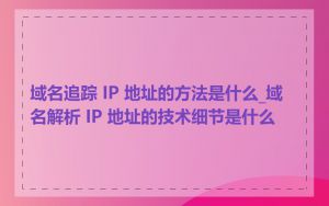 域名追踪 IP 地址的方法是什么_域名解析 IP 地址的技术细节是什么