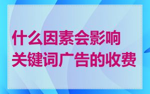 什么因素会影响关键词广告的收费