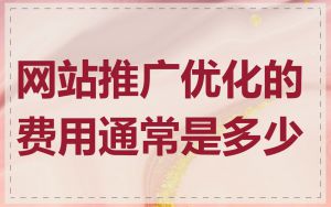 网站推广优化的费用通常是多少