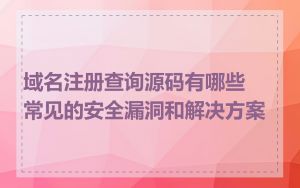 域名注册查询源码有哪些常见的安全漏洞和解决方案