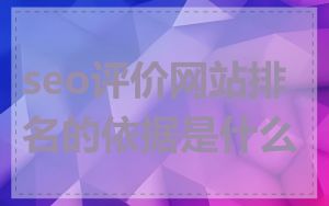 seo评价网站排名的依据是什么