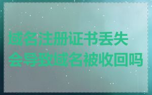 域名注册证书丢失会导致域名被收回吗