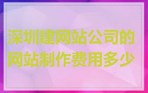 深圳建网站公司的网站制作费用多少