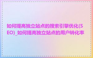 如何提高独立站点的搜索引擎优化(SEO)_如何提高独立站点的用户转化率