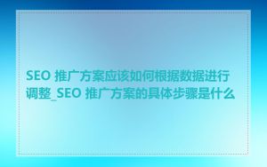 SEO 推广方案应该如何根据数据进行调整_SEO 推广方案的具体步骤是什么