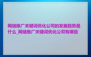 网络推广关键词优化公司的发展趋势是什么_网络推广关键词优化公司有哪些