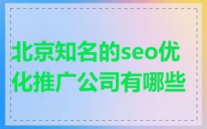 北京知名的seo优化推广公司有哪些