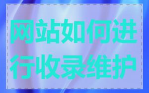 网站如何进行收录维护