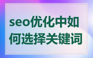 seo优化中如何选择关键词