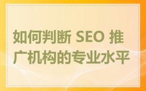 如何判断 SEO 推广机构的专业水平