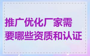 推广优化厂家需要哪些资质和认证