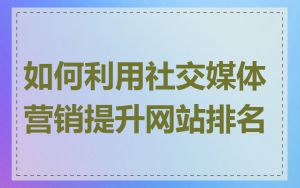 如何利用社交媒体营销提升网站排名