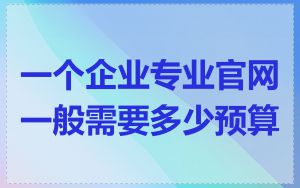 一个企业专业官网一般需要多少预算