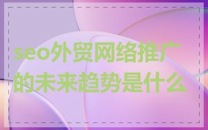 seo外贸网络推广的未来趋势是什么
