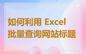 如何利用 Excel 批量查询网站标题
