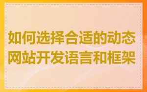 如何选择合适的动态网站开发语言和框架