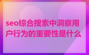 seo综合搜索中洞察用户行为的重要性是什么