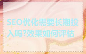 SEO优化需要长期投入吗?效果如何评估