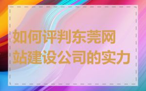 如何评判东莞网站建设公司的实力