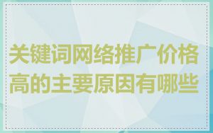 关键词网络推广价格高的主要原因有哪些