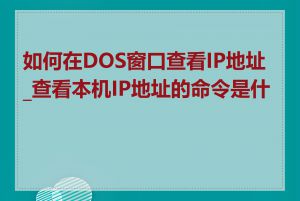 如何在DOS窗口查看IP地址_查看本机IP地址的命令是什么