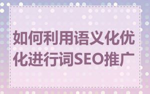 如何利用语义化优化进行词SEO推广