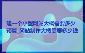 建一个小型网站大概需要多少预算_网站制作大概需要多少钱
