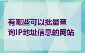 有哪些可以批量查询IP地址信息的网站