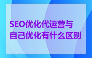 SEO优化代运营与自己优化有什么区别