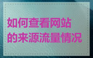 如何查看网站的来源流量情况
