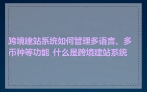 跨境建站系统如何管理多语言、多币种等功能_什么是跨境建站系统
